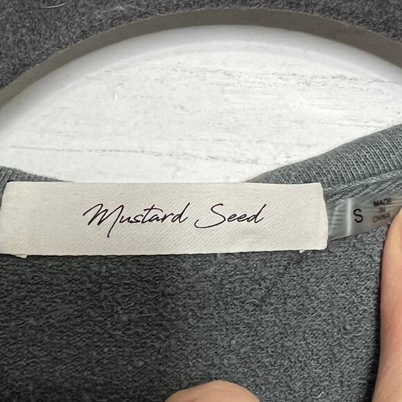 Mustard Seed Mineral Wash Button Front Hoodie Top Size Small - Picture 3 of 8